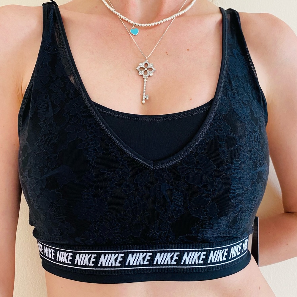 New Nike lace black swoosh bra